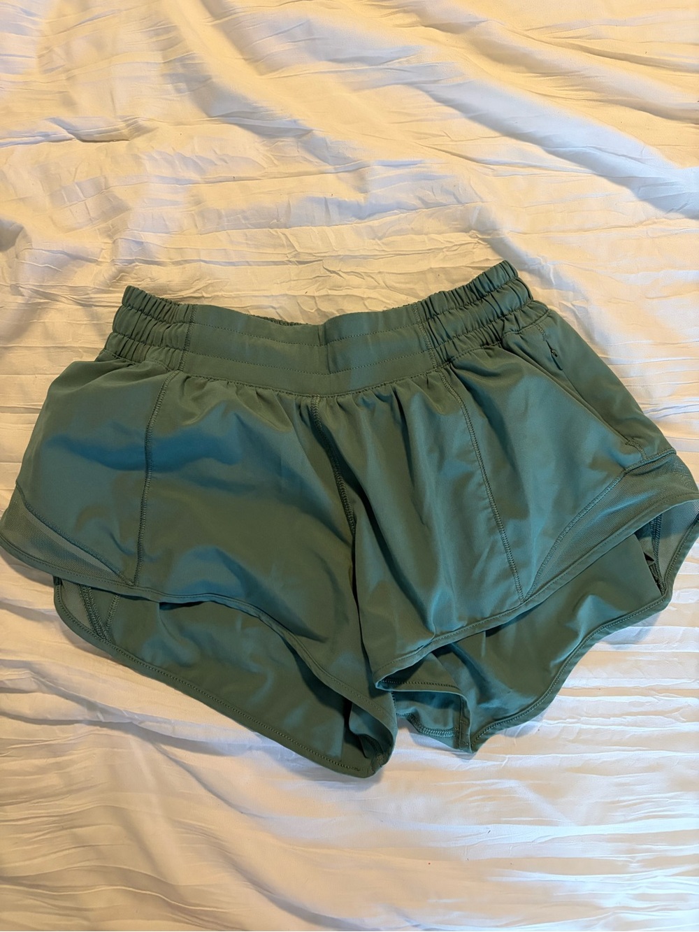 lululemon athletica Sage Green Low Rise Hotty Hot Shorts